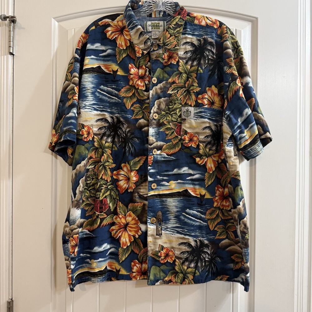 Duke Kahanamoku Hawaiian Shirt Mens Large L Surf Surfboard Beach Retro Floral